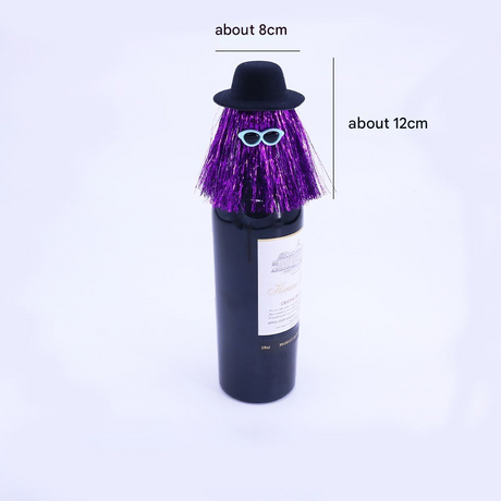 5-PCS Gold Halloween Party Wine Bottle Hats - Spooky Creative Bottle Decorations, Approx. 8x12cm