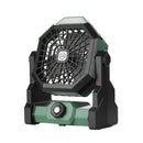 Black and green Portable Outdoor Camping Fan with LED Light - Rechargeable USB Tent Fan for Australia
