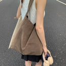 Coffee color New Design Women's Shoulder Bag - Felt Fabric Tote Bag, Trendy Minimalist Style