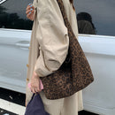 Leopard print New Design Women's Shoulder Bag - Felt Fabric Tote Bag, Trendy Minimalist Style
