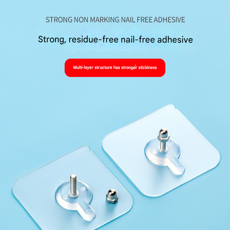 50-PCS Heavy Duty Adhesive Screw Stickers No Drilling Wall Hooks 6x6cm Waterproof Stainless Steel for Kitchen Bathroom Rental Friendly(16mm)