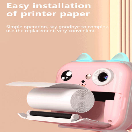 Blue rabbit Kids Instant Print Camera Zero Ink Digital Video Recorder with 32GB Card and 3 Paper Rolls Portable Rechargeable Toy Gift
