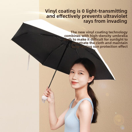 Deep Sea Blue Compact Mini Travel Umbrella UPF50+ UV Protection Waterproof 6-Fold Flat Design Lightweight Sun & Rain Parasol for Handbag