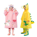 Yellow dinosaur  Kids Waterproof Raincoat with Expandable Backpack Slot Hooded Rain Jacket for Boys & Girls School & Outdoor(size:XL)