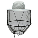 Grey Outdoor Fishing Hat with Mesh Head Net Sun Protection Bucket Cap Anti-Mosquito Fly Guard for Gardening Hiking & Beekeeping