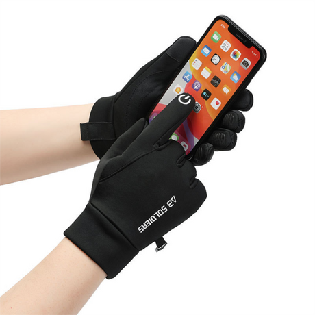 Grey Winter Thermal Gloves for Men Outdoor Cycling Driving Waterproof Touch Screen Warm Fleece Lining Anti-Slip(Size:M)