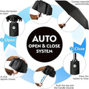 Grey Automatic Windproof Travel Umbrella Compact Folding Umbrella Auto Open and Close with Vented Double Canopy for Rain and Sun