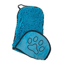 Blue Super Absorbent Pet Bath Towel with Hand Pockets Quick Dry Chenille Microfibre for Dogs and Cats Large Size 62cm