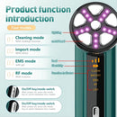 Green 4-in-1 RF EMS Facial Beauty Device Skin Tightening and Lifting Massager with LED Light Therapy Anti-Aging Tool for Home Use