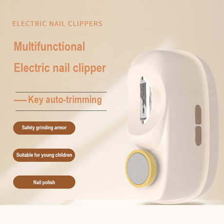 Cream yellow Electric Nail Clipper and Grinder 2-in-1 Automatic Nail Trimmer with LED Light Rechargeable Manicure Tool for Babies Adults and Seniors
