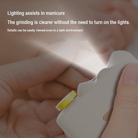 Cream yellow Electric Nail Clipper and Grinder 2-in-1 Automatic Nail Trimmer with LED Light Rechargeable Manicure Tool for Babies Adults and Seniors