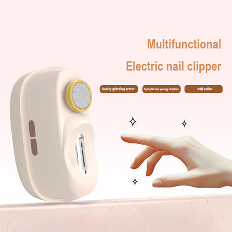 Pink Electric Nail Clipper and Grinder 2-in-1 Automatic Nail Trimmer with LED Light Rechargeable Manicure Tool for Babies Adults and Seniors