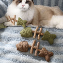 Brown 5 Pack Cat Catnip Toys Fish Bone Shaped Silvervine Chew Sticks for Teeth Cleaning and Interactive Play