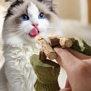 Brown and green 5 Pack Cat Catnip Toys Fish Bone Shaped Silvervine Chew Sticks for Teeth Cleaning and Interactive Play