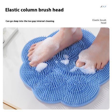 2-PCS Grey cat PAWS Non-Slip TPE Shower Mat with Foot Scrubber and Suction Cups Large Massage Bath Mat for Bathroom 30cm x 30cm