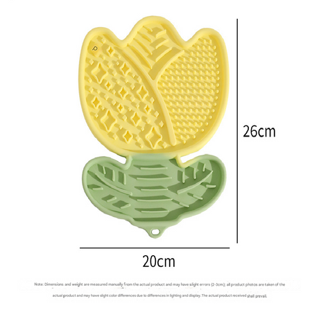 2-pcs Red Tulip Shaped Silicone Pet Licking Mat Slow Feeder Dog Cat Lick Pad with Suction Cups Anxiety Relief and Boredom Buster