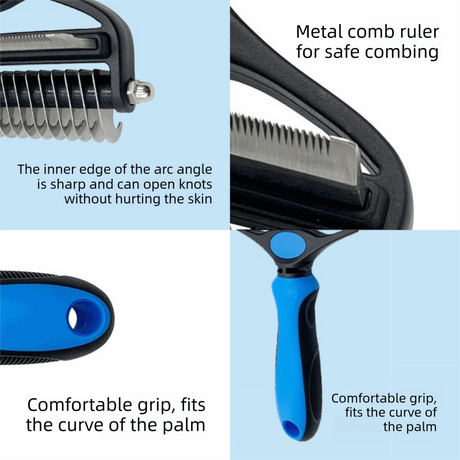 Grey Pet Grooming Comb – Fine Toothed Side for Hair Removal and Detangling, Ideal for Dogs with Long or Thick Coats in Australia