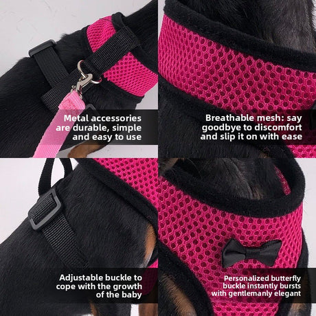 2-Pcs Red Adjustable Pet Harness with Leash – Breathable Mesh Design for Small Dogs, Cats, Chickens, Ducks & More | Anti-Escape, 360° Support, Lightweight & Comfortable in Australia(Size:XL)