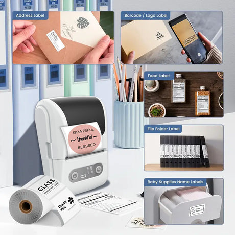 Blue Portable Bluetooth Thermal Label Printer – Compact, Ink-Free Mini Label Maker for Home, Office, and Small Business Use in Australia