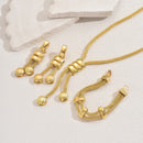 New European-Style Women's Jewelry Set – 18K Gold-Plated Long Necklace with Geometric Tassel Earrings and Matching Bracelet