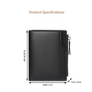 Black Men's Compact Wallet – Multi-Card Holder with Zippered Coin Pocket, 13 Card Slots, Lightweight and Durable Design
