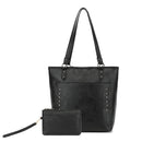 Black Minimalist Large Capacity Tote Bag with Detachable Pouch – Soft PU Leather Shoulder Handbag for Everyday Use