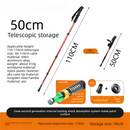 Red Professional Outdoor Trekking Pole – Lightweight Aluminum Alloy Adjustable Walking Stick with Shock Absorption System for Hiking, Climbing, and Kids | 4-Section Collapsible Design with Ergonomic Curved Handle