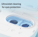 White powder gradient  Ultrasonic Contact Lens Cleaner Machine Automatic Washer Case with UV Light LED Display 4 Timer Modes Type-C Rechargeable Portable for Travel