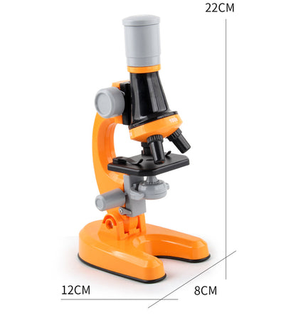 White Kids Biological Microscope Kit 100x 400x 1200x LED Magnification STEM Science Toy for School Students with Sample Slides