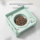 Green Ceramic Raised Cat Bowl with Splash Proof Stand 250ml Elevated Pet Feeder for Kittens and Small Dogs Modular Interlocking Design