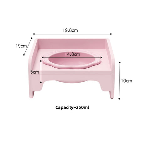 Pink Ceramic Raised Cat Bowl with Splash Proof Stand 250ml Elevated Pet Feeder for Kittens and Small Dogs Modular Interlocking Design
