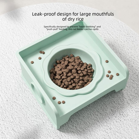 Pink Ceramic Raised Cat Bowl with Splash Proof Stand 250ml Elevated Pet Feeder for Kittens and Small Dogs Modular Interlocking Design