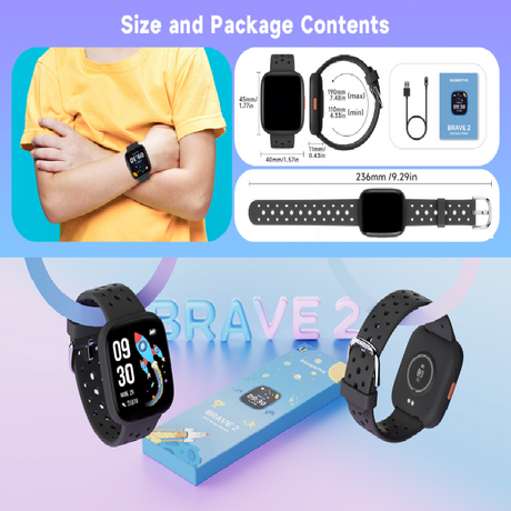 Purple Kids Smart Watch Fitness Tracker with Pedometer Heart Rate Monitor and 14 Sport Modes IP68 Waterproof Watch for Boys and Girls