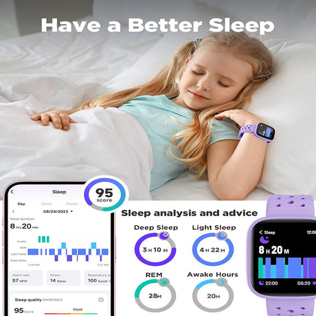 Black Kids Smart Watch Fitness Tracker with Pedometer Heart Rate Monitor and 14 Sport Modes IP68 Waterproof Watch for Boys and Girls