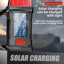 Red Solar Powered LED Camping Lantern and Flashlight Rechargeable Portable Searchlight with Side Light and USB Power Bank for Outdoor Emergency