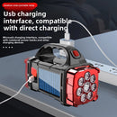 Red Solar Powered LED Camping Lantern and Flashlight Rechargeable Portable Searchlight with Side Light and USB Power Bank for Outdoor Emergency