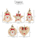 5 SET Rustic Wooden Christmas Hanging Ornaments with Bells - Santa, Reindeer, Tree & More (5 Designs)