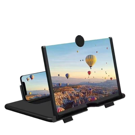 Black Portable 10-Inch Mobile Phone Screen Magnifier with Foldable Stand - 3D HD Video Amplifier for Movies & Reading - Pull-Out Design Compatible with All Smartphones - Ideal for Home, Travel & Camping