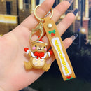 5 PCS Christmas Silicone Keychain Cute 3D Reindeer Penguin Tree Designs Bag Charm Keyring