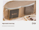Brown Large Capacity PU Leather Makeup Bag Dual Zipper Cosmetic Case Waterproof Travel Toiletry Organiser with Brush Compartment