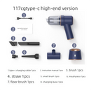 2-in-1 Cordless Handheld Car Vacuum Cleaner 120W High Power Suction and Blower Portable Mini Duster for Auto and Home Blue