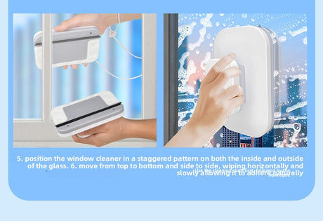Magnetic Double Sided Window Cleaner for 18-30mm Double Glazed Glass High Rise Safety Wiper Tool White