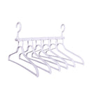 2-SET Space-Saving 6-in-1 Foldable Hanger Set Multi-Functional Closet Organizer Clothes Drying Rack with Pant Clips (White & White Clip Upgrade Edition) Ideal for Homes and Dorm Rooms