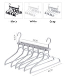 2-SET Space-Saving 6-in-1 Foldable Hanger Set Multi-Functional Closet Organizer Clothes Drying Rack with Pant Clips (White & White Clip Upgrade Edition) Ideal for Homes and Dorm Rooms