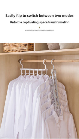 2-SET Space-Saving 6-in-1 Foldable Hanger Set Multi-Functional Closet Organizer Clothes Drying Rack with Pant Clips (White & White Clip Upgrade Edition) Ideal for Homes and Dorm Rooms