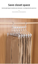 2-SET Space-Saving 6-in-1 Foldable Hanger Set Multi-Functional Closet Organizer Clothes Drying Rack with Pant Clips (White & White Clip Upgrade Edition) Ideal for Homes and Dorm Rooms
