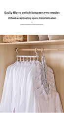 2-SET Space-Saving 6-in-1 Foldable Hanger Set Multi-Functional Closet Organizer Clothes Drying Rack with Pant Clips (Gray & Gray Clip Upgrade Edition) Ideal for Homes and Dorm Rooms