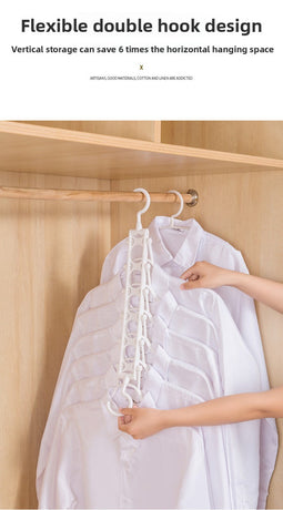 2-SET Space-Saving 6-in-1 Foldable Hanger Set Multi-Functional Closet Organizer Clothes Drying Rack with Pant Clips (Gray & Gray Clip Upgrade Edition) Ideal for Homes and Dorm Rooms