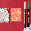 24 Piece Double Line Outline Pen Set Glitter Paint Markers 12 Colors Self-Outline Metallic Shimmer Pens for DIY Crafts Cards