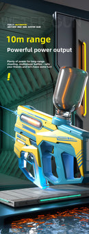 2-in-1 Electric Water Gun Automatic Squirt Blaster Set Detachable Mini Pistol High Capacity Summer Pool Toy Blue Yellow